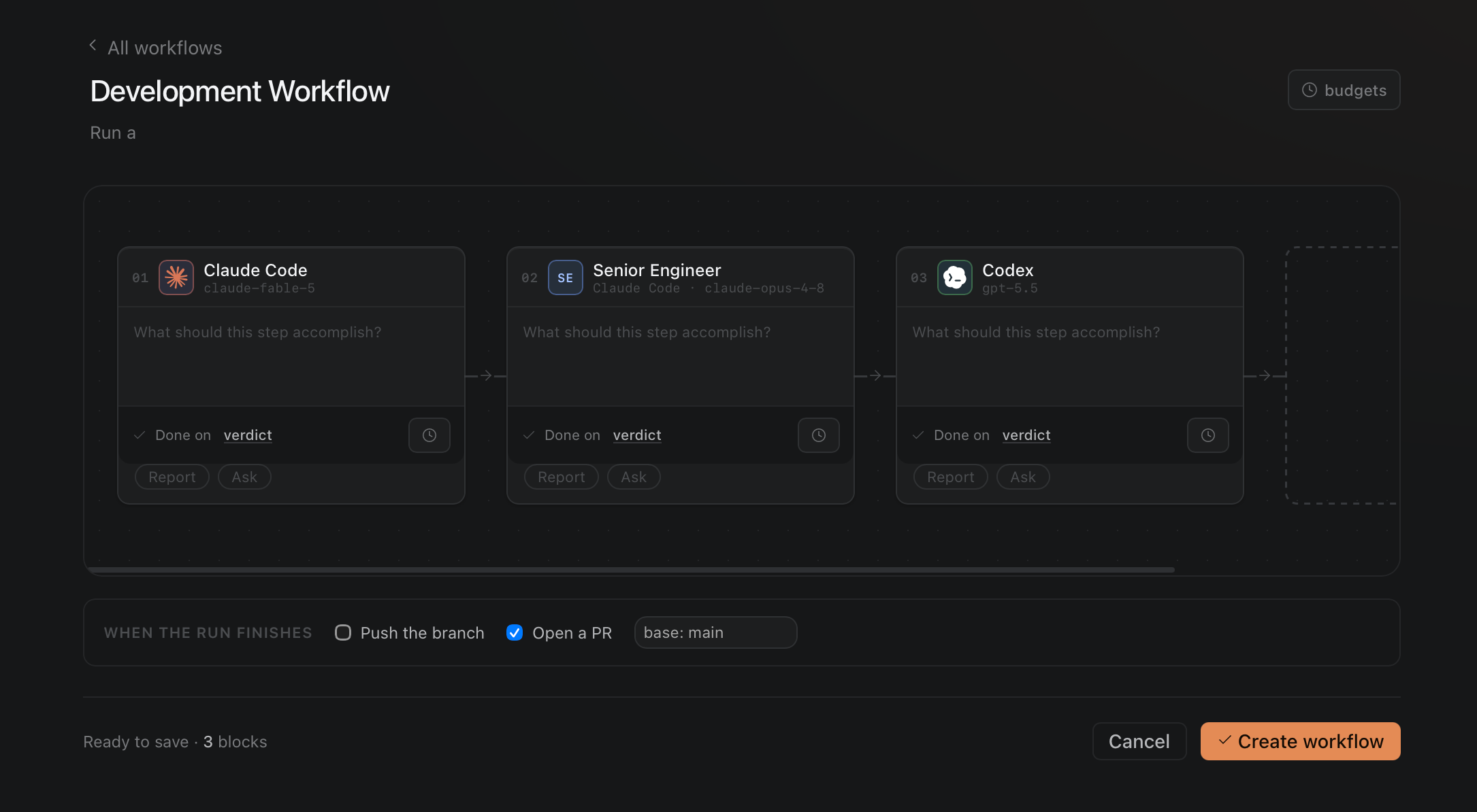 Development Workflow editor